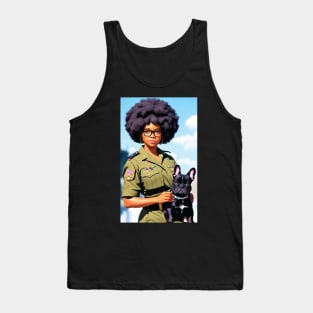 Military Girl with French Bully Tank Top